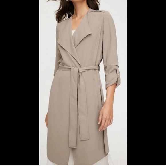Aritzia Babaton Quincy Flowy Trench Coat, Taupe, XS - Picture 2 of 15